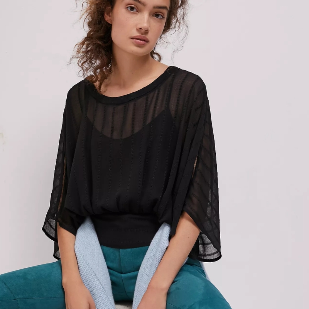 New Anthropologie Maeve Camira Sheer Striped Top